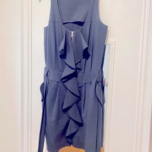 Cynthia Steffe zip ruffle front sleeveless tie front dress